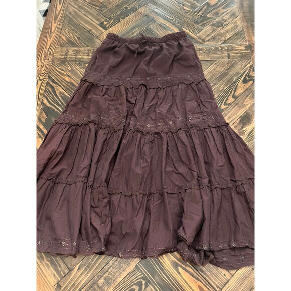 Y2K Fairy Tiered Cottage Core Skirt Women Floral Grunge Gypsy Chocolate Brown - Picture 1 of 7